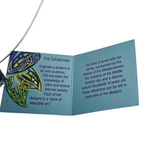 Orit Schatzman Sterling Silver And Aqua Blue Rhinestone Necklace Signed (6013) - Picture 10 of 10